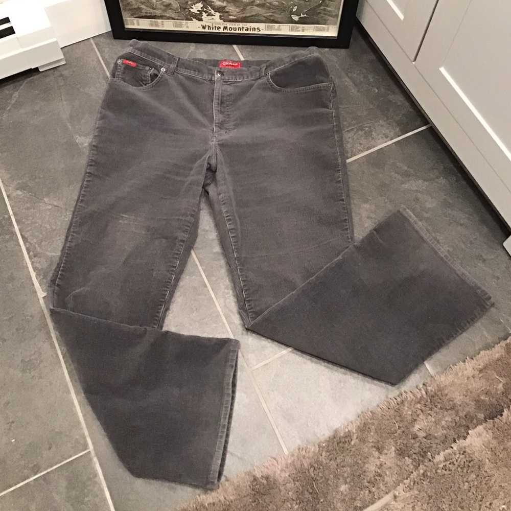 Chaps Corduroy Bootcut Pants Gray Flare Jeans SZ 16